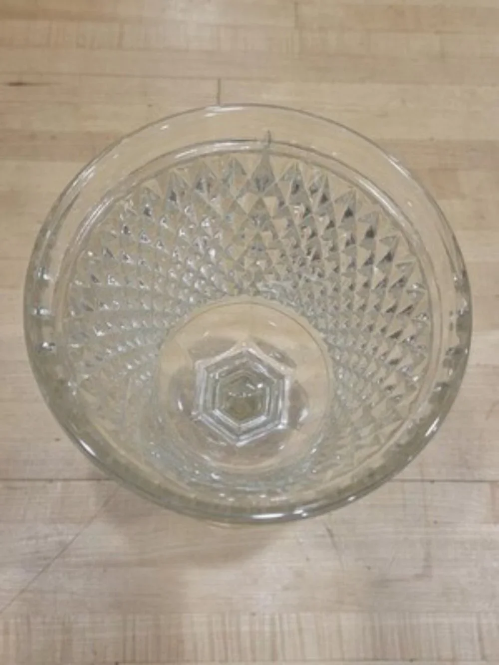 Vintage Indiana Glass Diamond Point Clear Apothecary Jar Tall Candy Dish 15.5